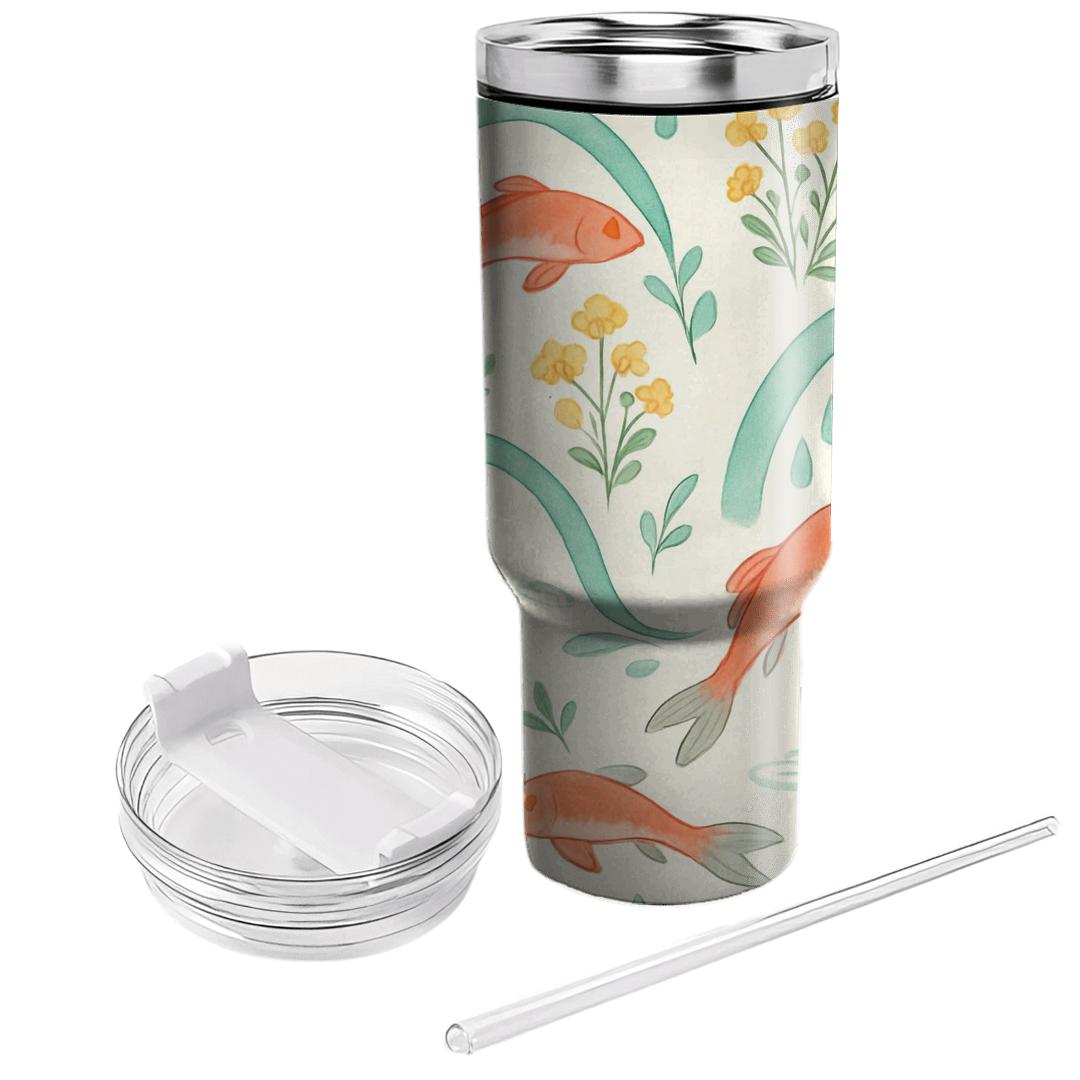 Spring Rainflower Koi Parade tumblers with lids