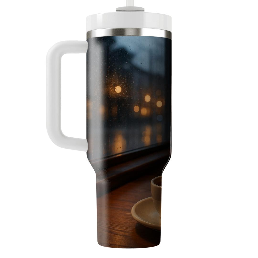 Café Window Rain And Espresso Glow unique tumblers