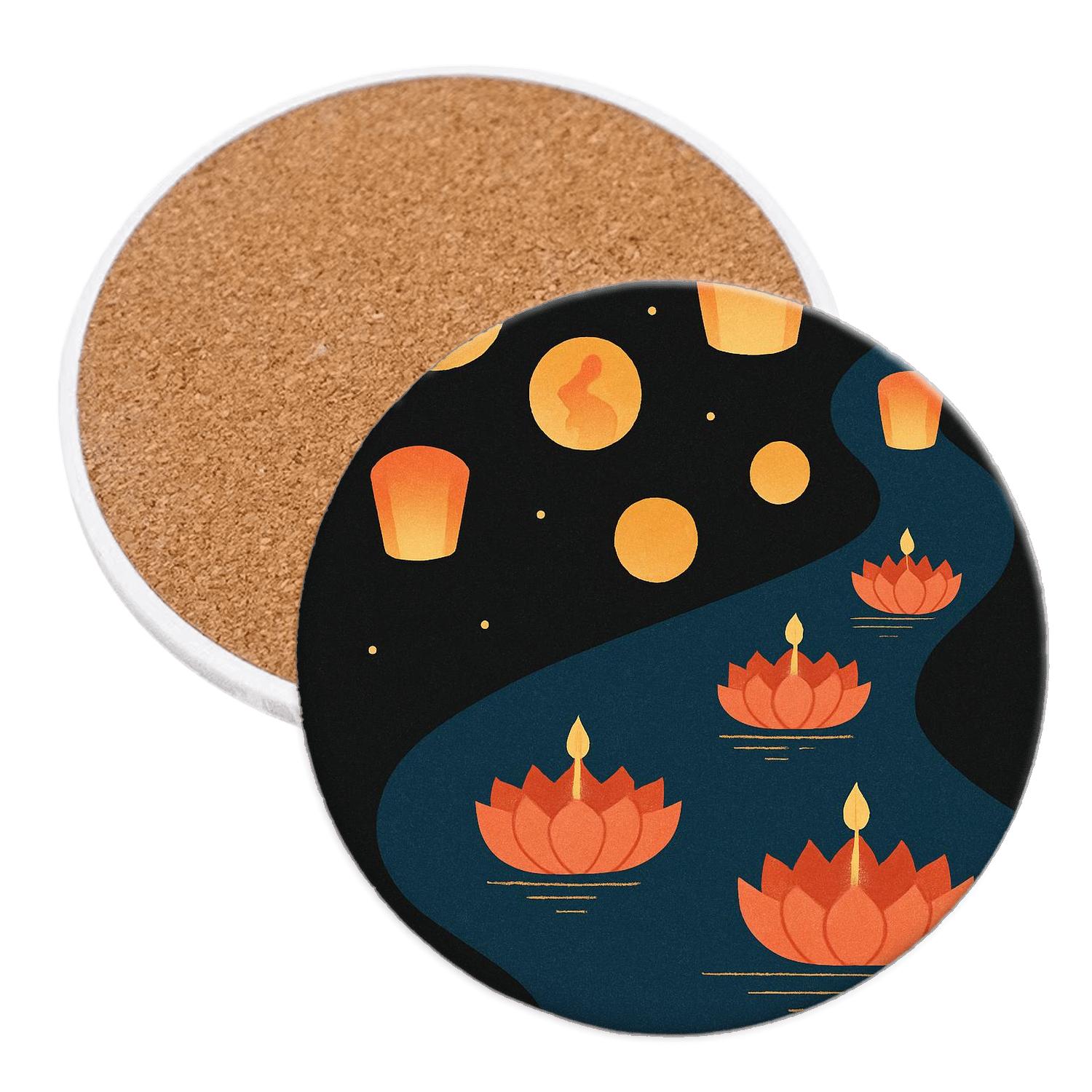River Of Paper Suns Krathong And Lantern Fusion custom engraved coasters