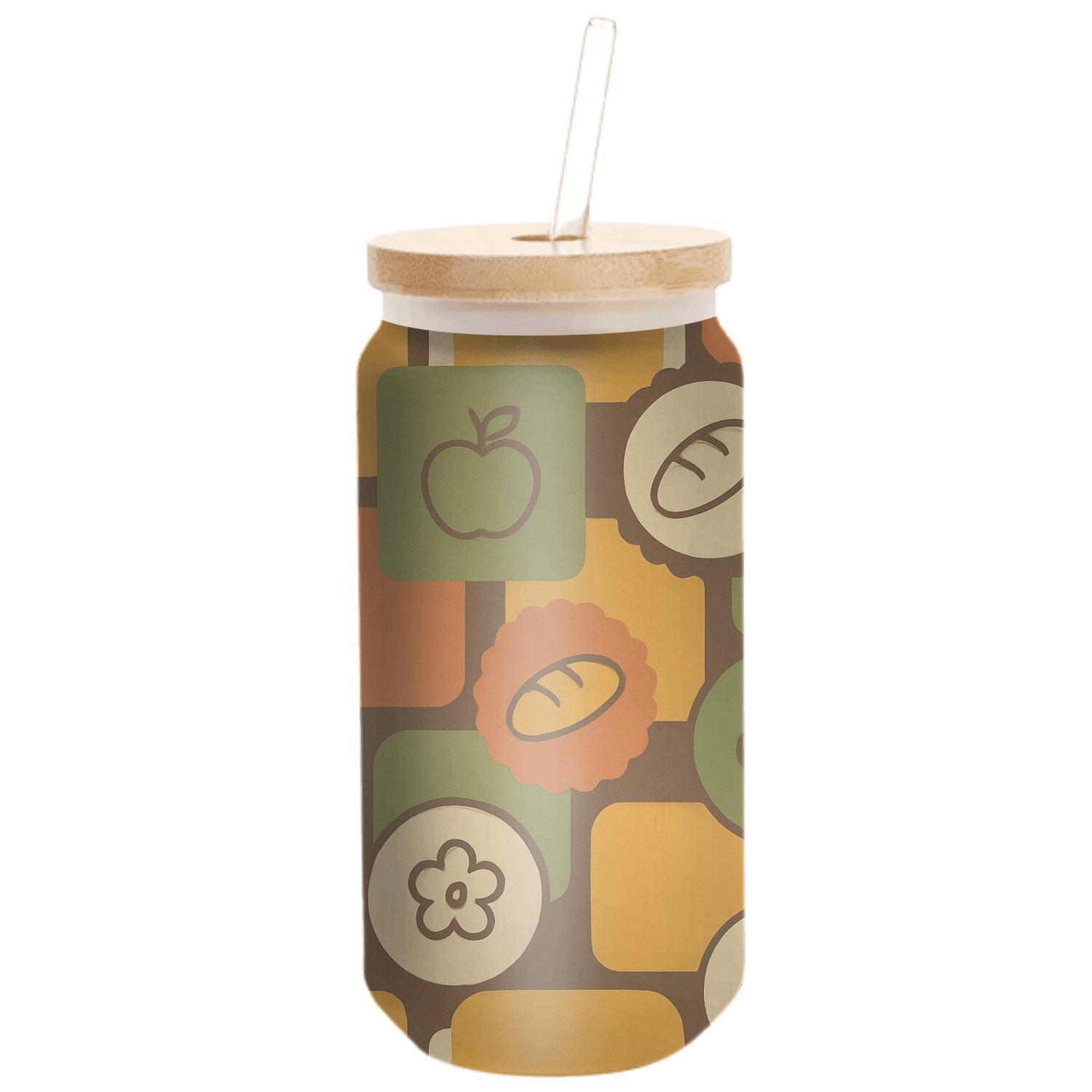 Harvest Market Label Collage artisan blown glass drinkware