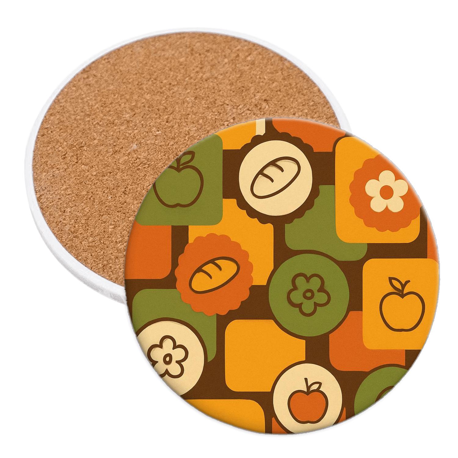 Harvest Market Label Collage coasters for home decor