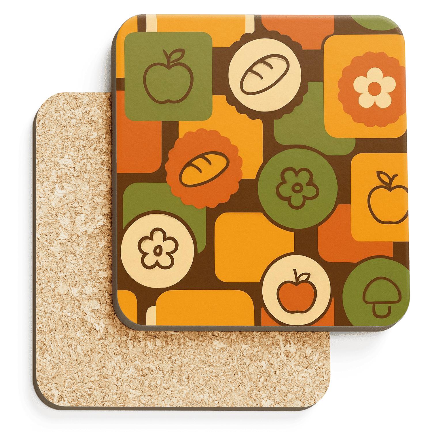 Harvest Market Label Collage personalized drink coasters