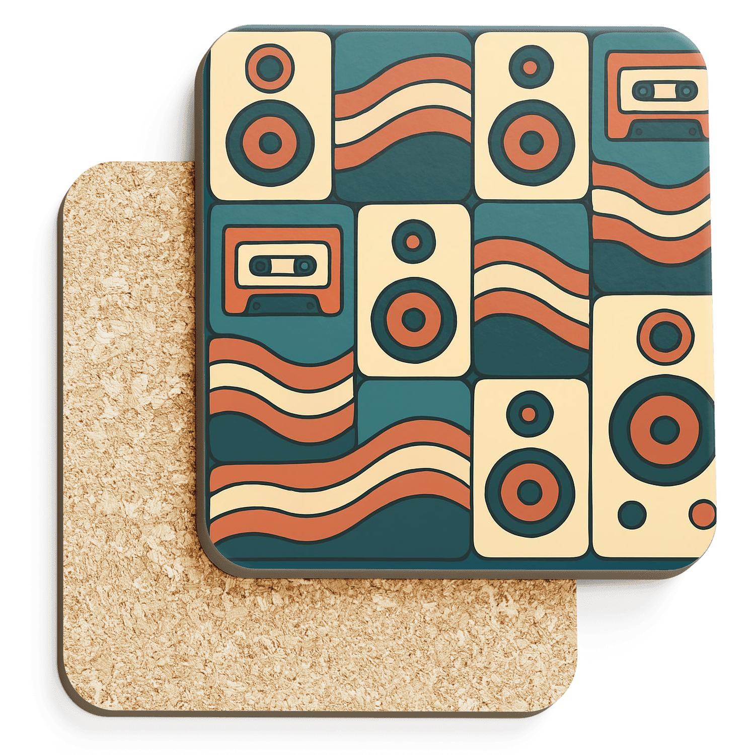 Hi Fi Living Room Soundwave Tiles wooden table coasters