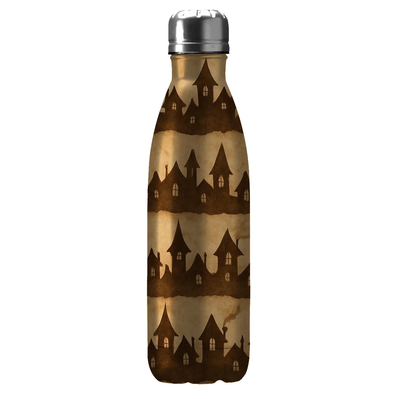 Sepia Haunted House Horizon Bands On Parchment personalized water bottles