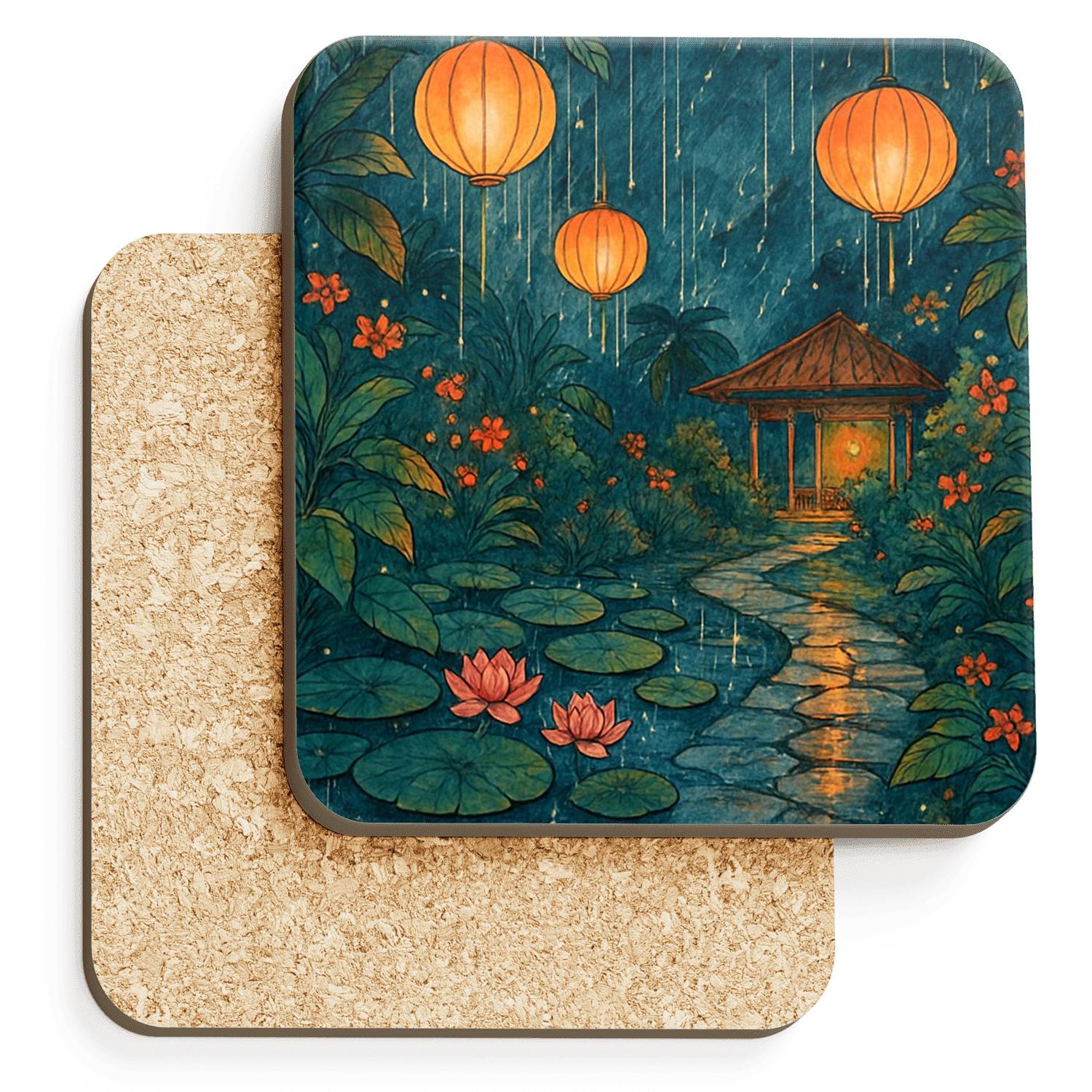 Monsoon Lantern Festival Garden cork coaster sets