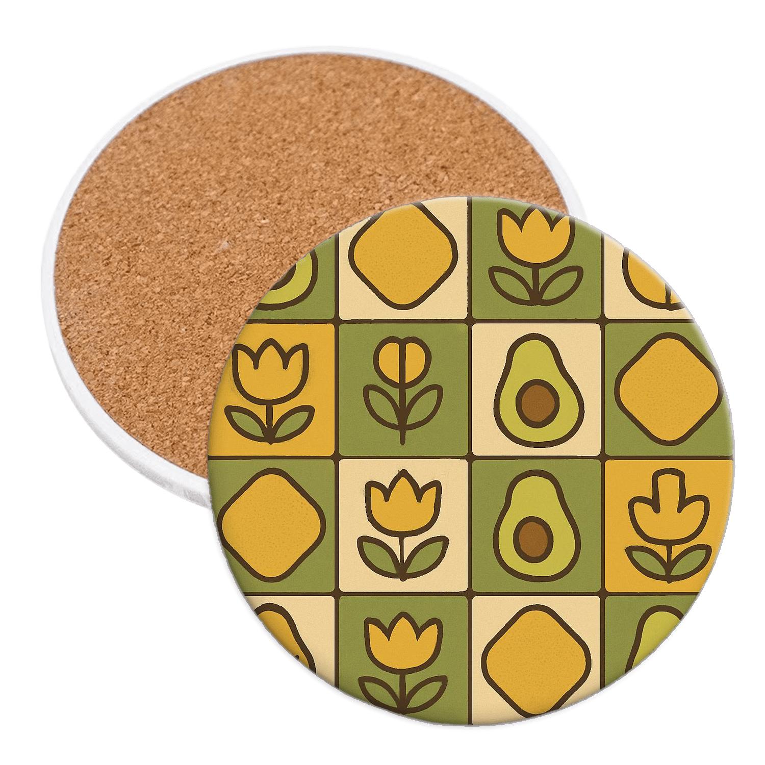 Avocado Kitchen Tiles Revival cork coaster sets