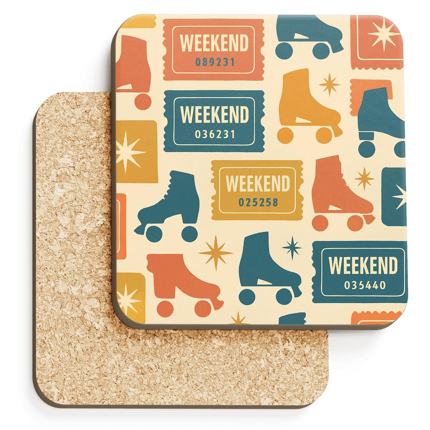 Roller Rink Ticket Collage Square Coaster – Chuakoo