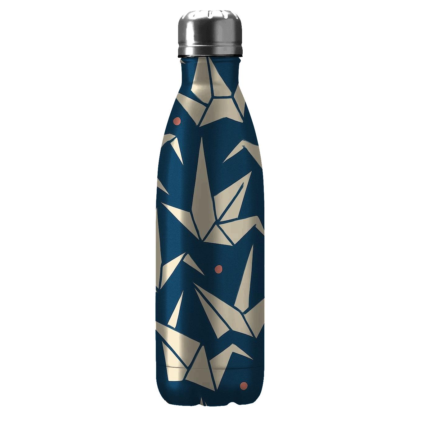 Origami Crane Lattice In Indigo And Ivory decorative water bottles