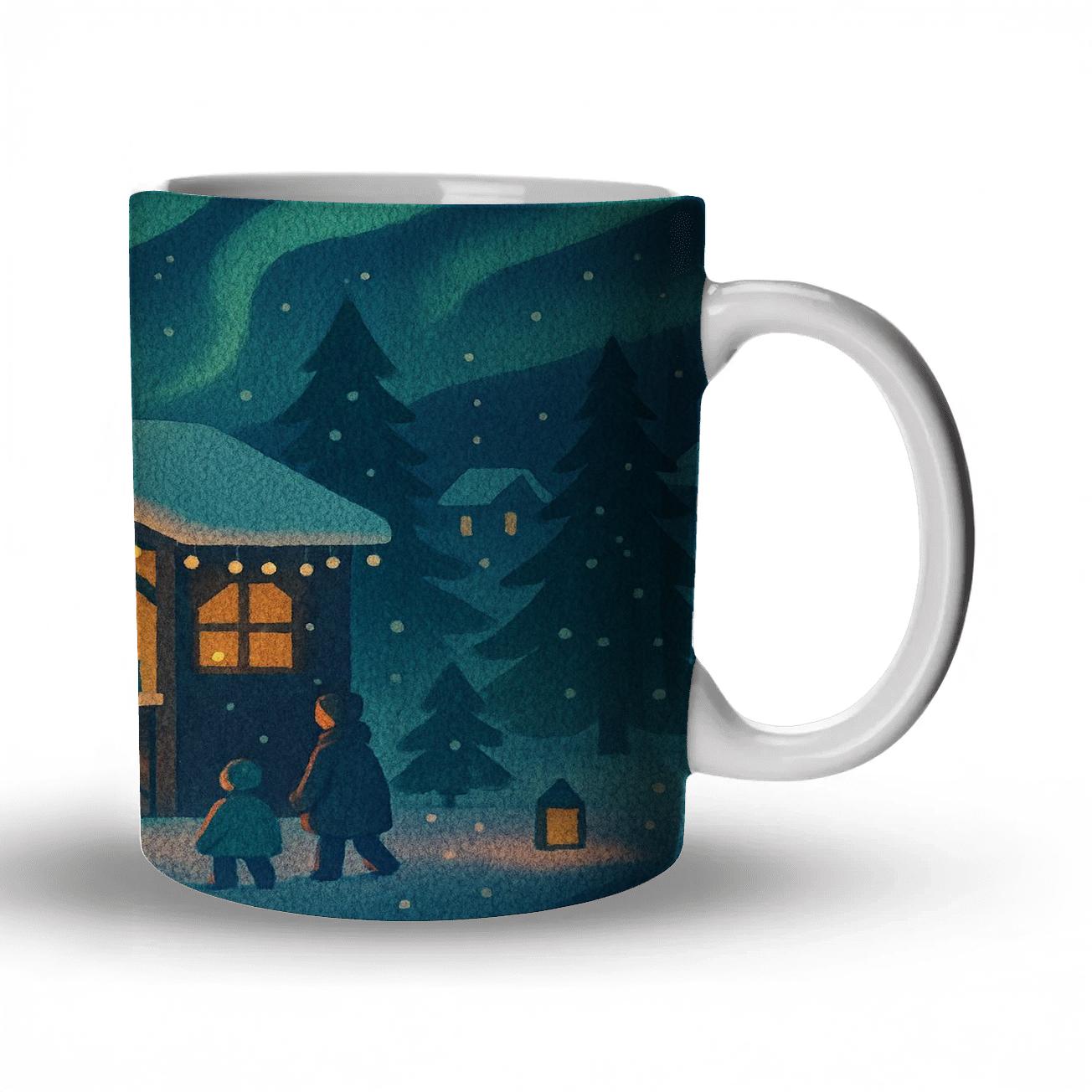 Midwinter Aurora Knit Fair ceramic coffee mugs