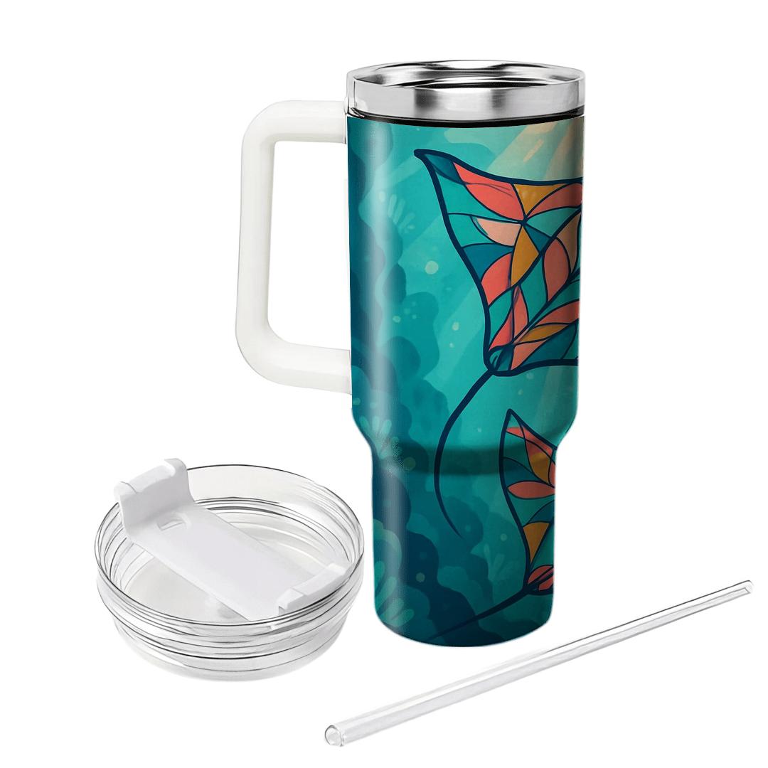 Kaleidoscope Reef Manta Parade custom tumblers