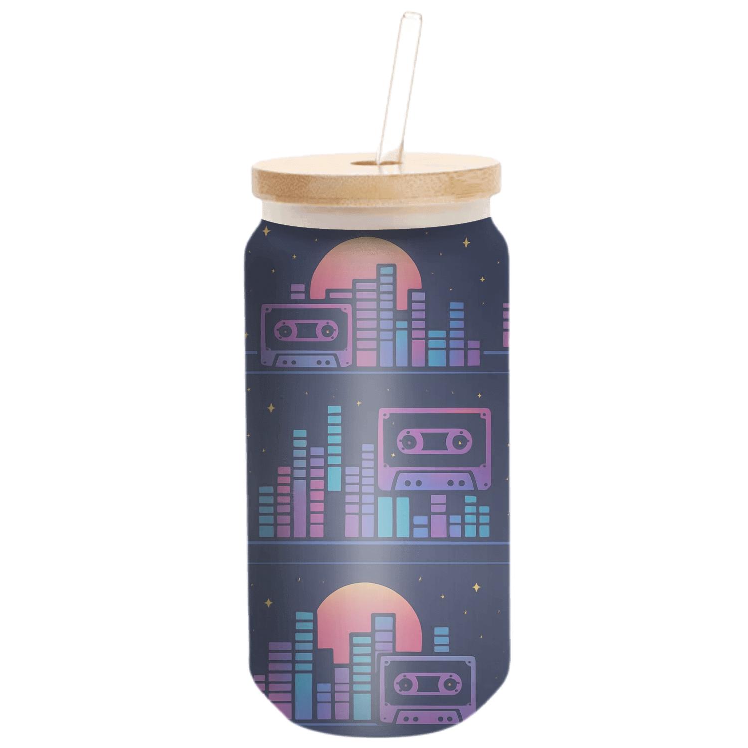 Cassette Skyline Grid custom engraved glassware