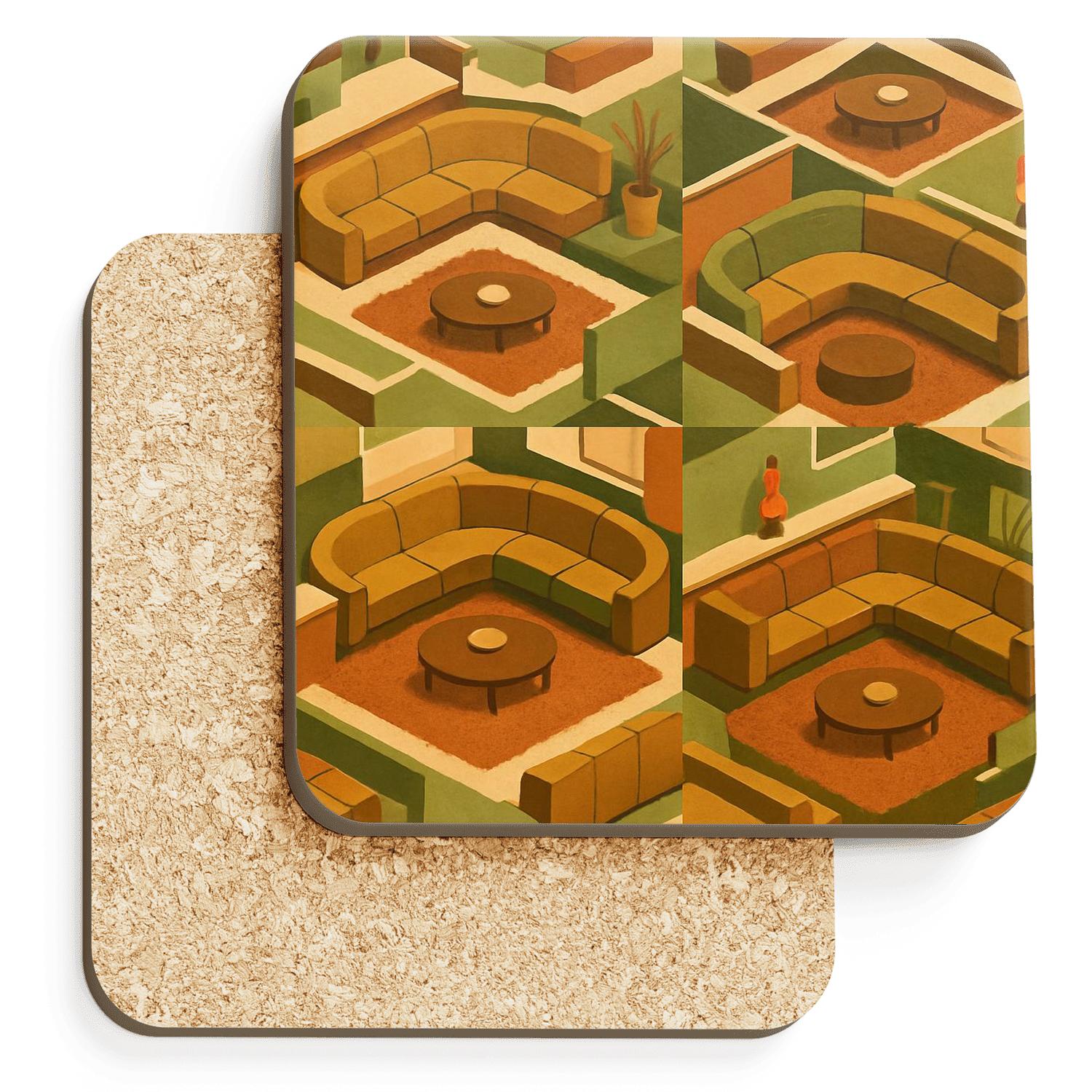 Sunken Living Room Conversation Pit elegant tabletop coasters