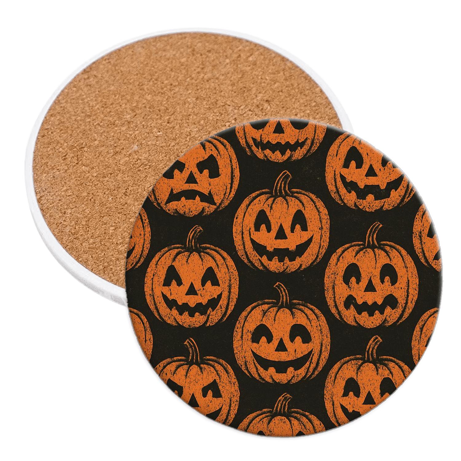 Pumpkin Patch Grid With Distressed Pulp Texture wooden table coasters