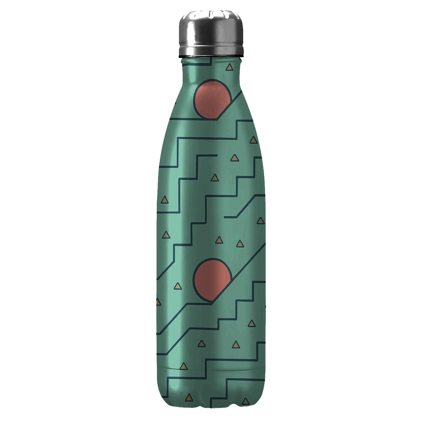 Mint Chevron Terraces With Coral Sun Disk Icons custom water bottles