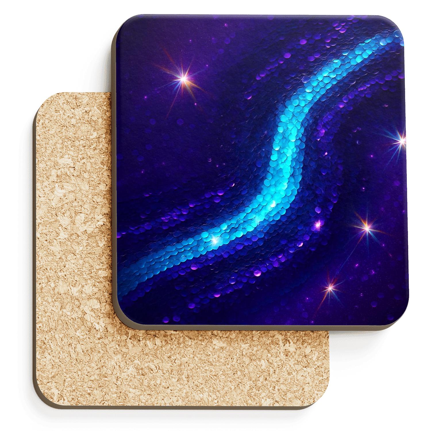 Electric Violet Prism Sequin Wave wooden table coasters