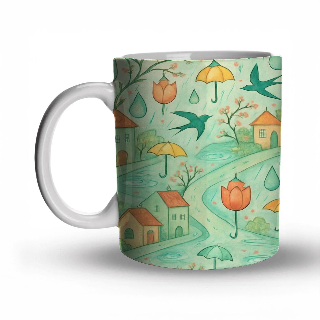 Spring Rain Lantern Parade insulated thermal mugs