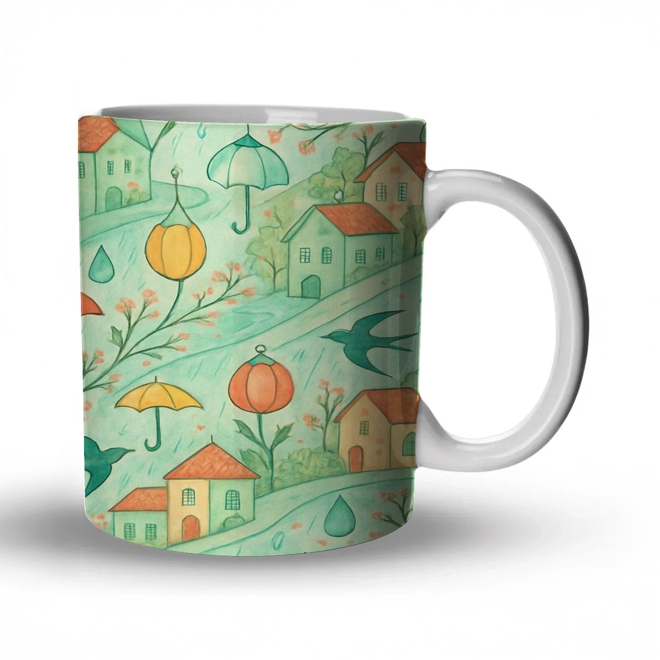 Spring Rain Lantern Parade insulated thermal mugs