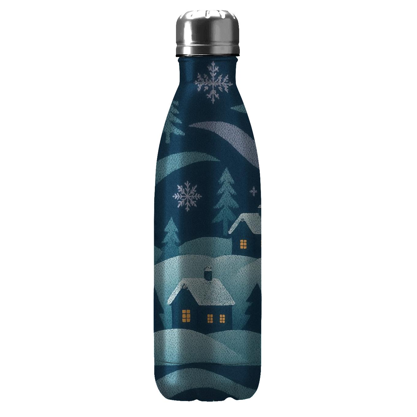 Winter Aurora Knit Village custom water bottles