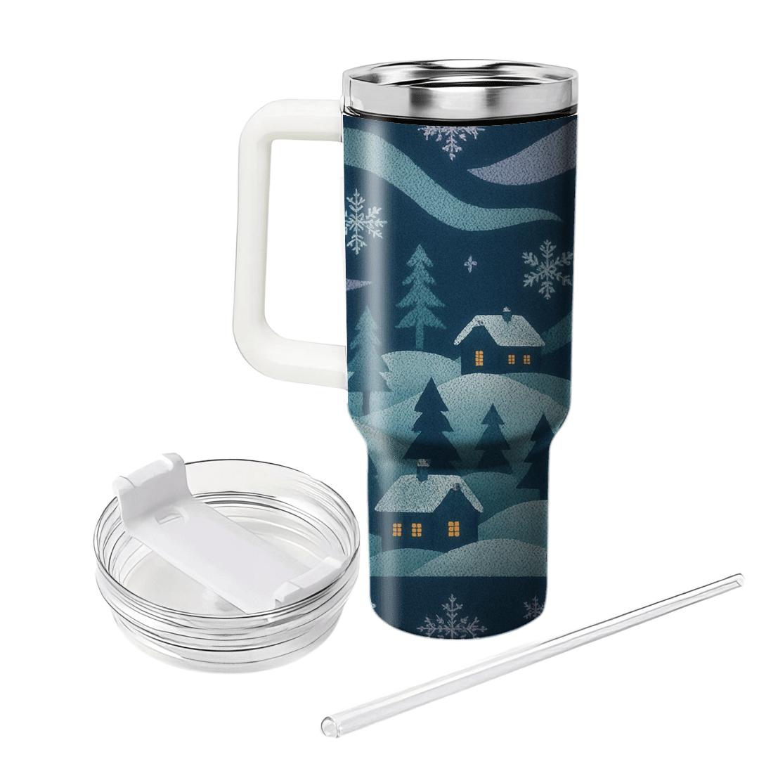 Winter Aurora Knit Village decorative tumblers