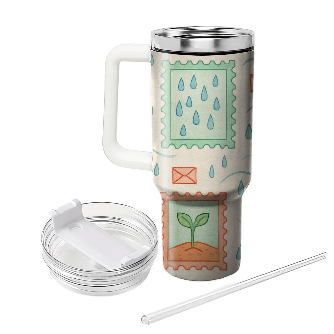 Spring Rain And Wildflower Postage Garden tumblers with lids