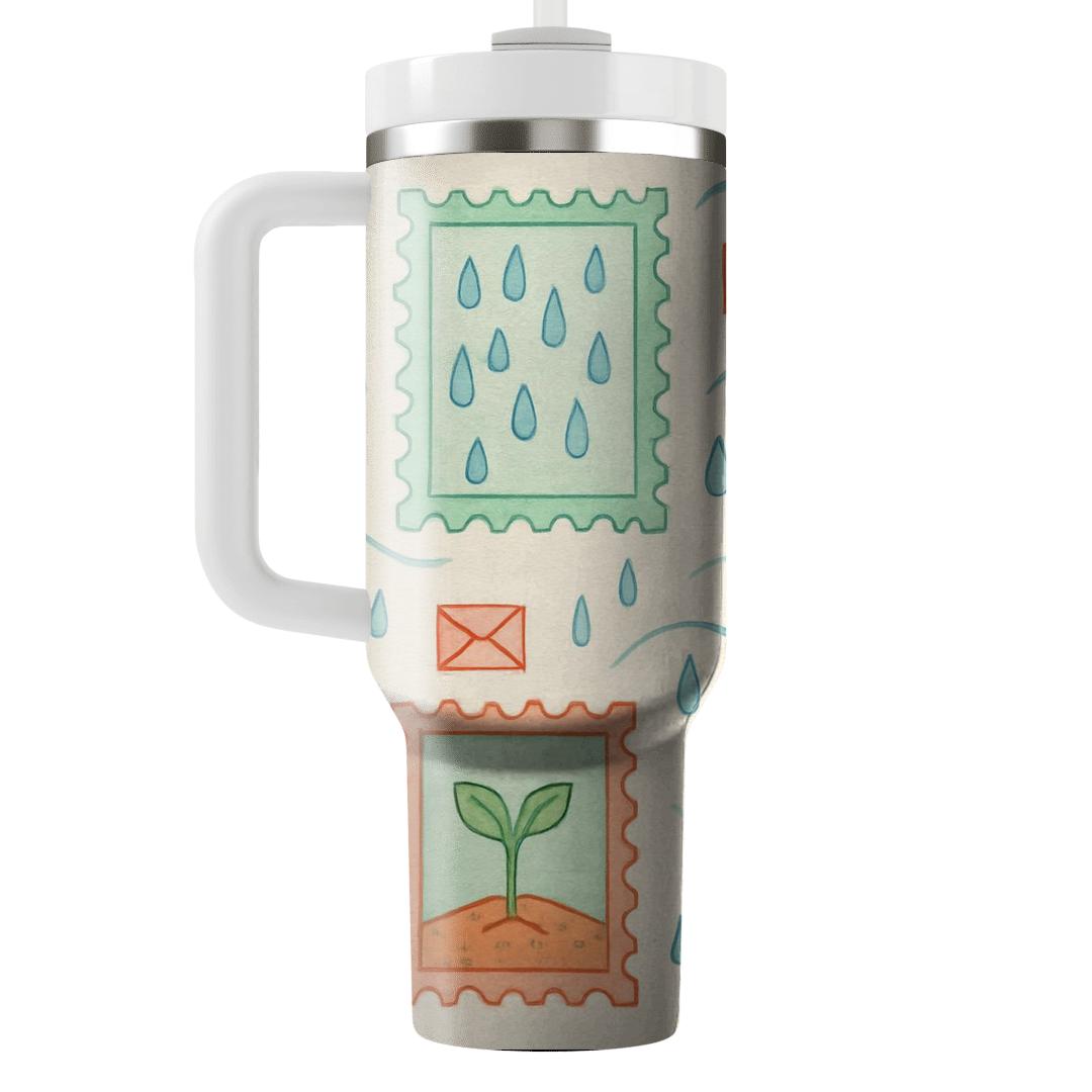 Spring Rain And Wildflower Postage Garden tumblers with lids