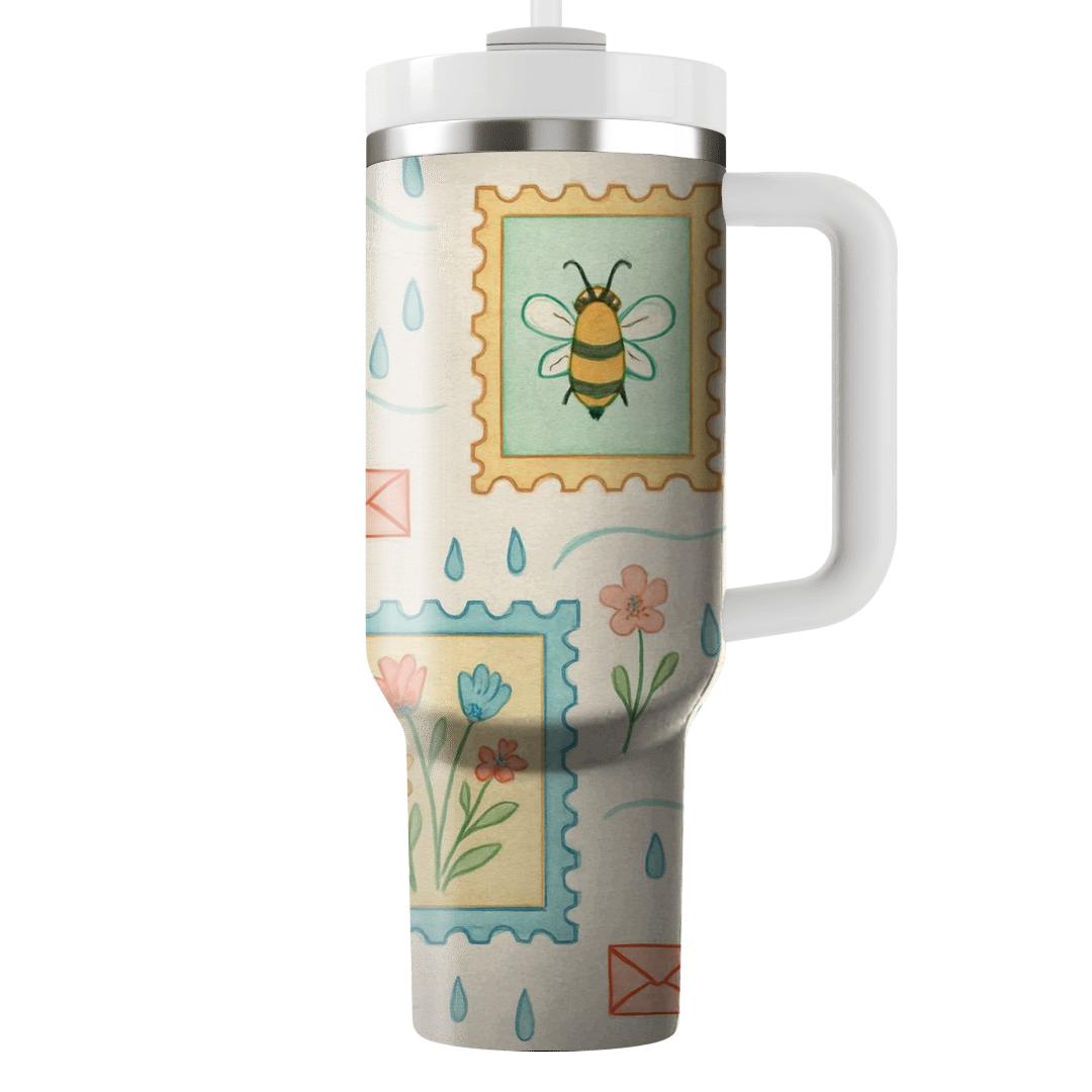 Spring Rain And Wildflower Postage Garden tumblers with lids