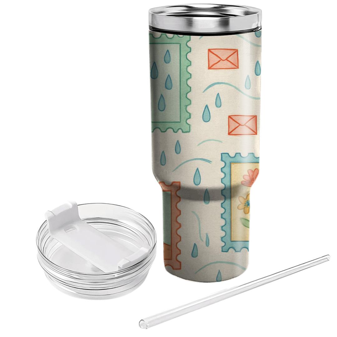 Spring Rain And Wildflower Postage Garden tumblers with lids