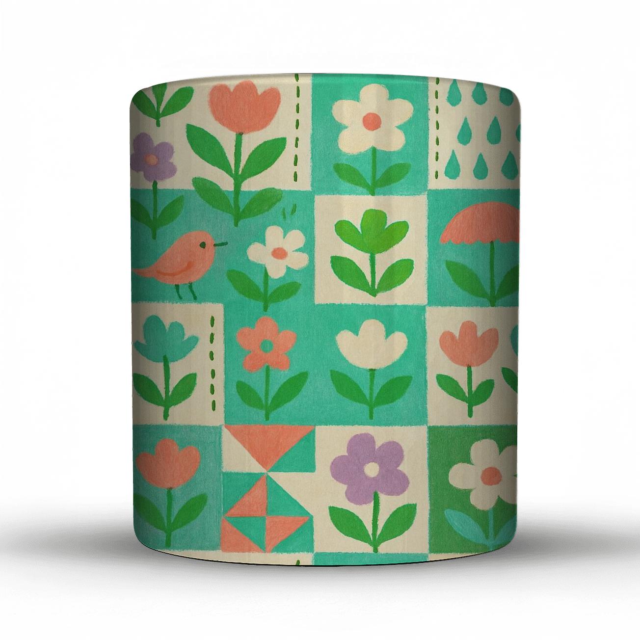 Spring Rain Quilt Garden ceramic coffee mugs