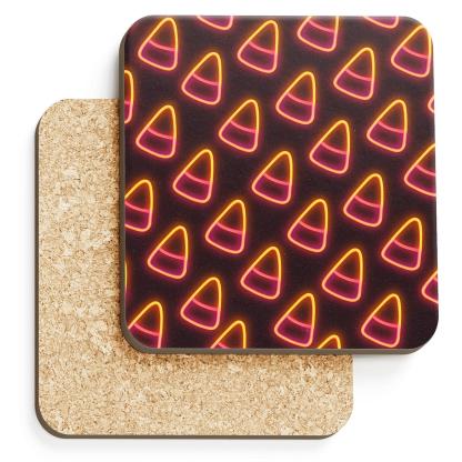 Neon Candy Corn Diagonal Arrays On Charcoal Field personalized drink coasters