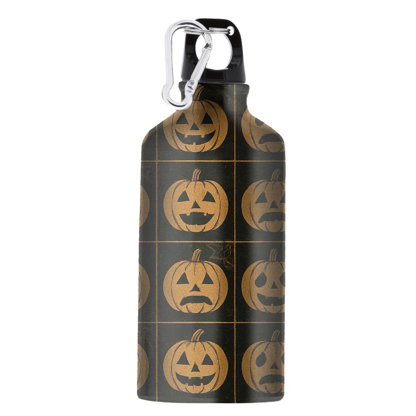Jack O Lantern Grid With Distressed Pulp Texture sports bottles with lids