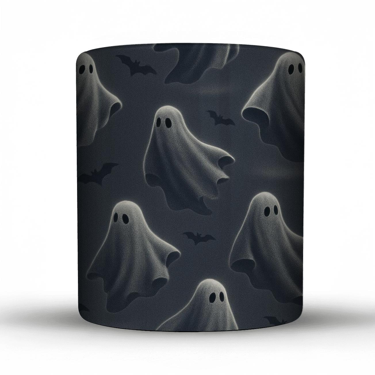 Moonlit Ghost Drift Scatter On Grey travel mugs with handles