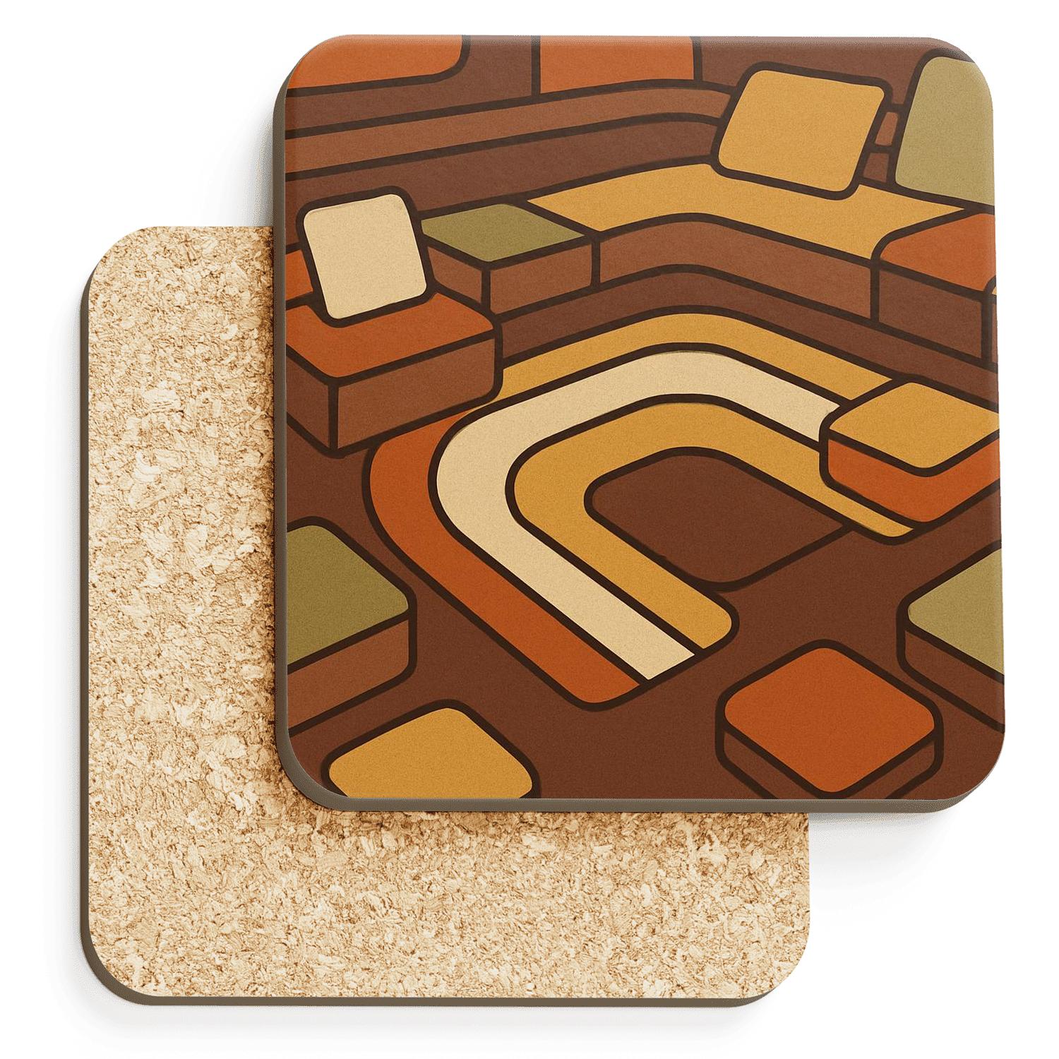 Sunken Conversation Pit Geometry custom engraved coasters