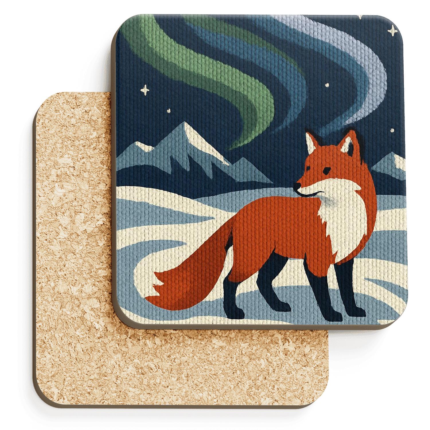 Arctic Fox Aurora Tapestry Trails stone coaster collections
