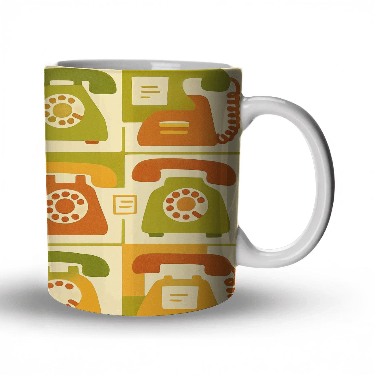 Funky Telephone Doodle Grid premium drinkware mugs