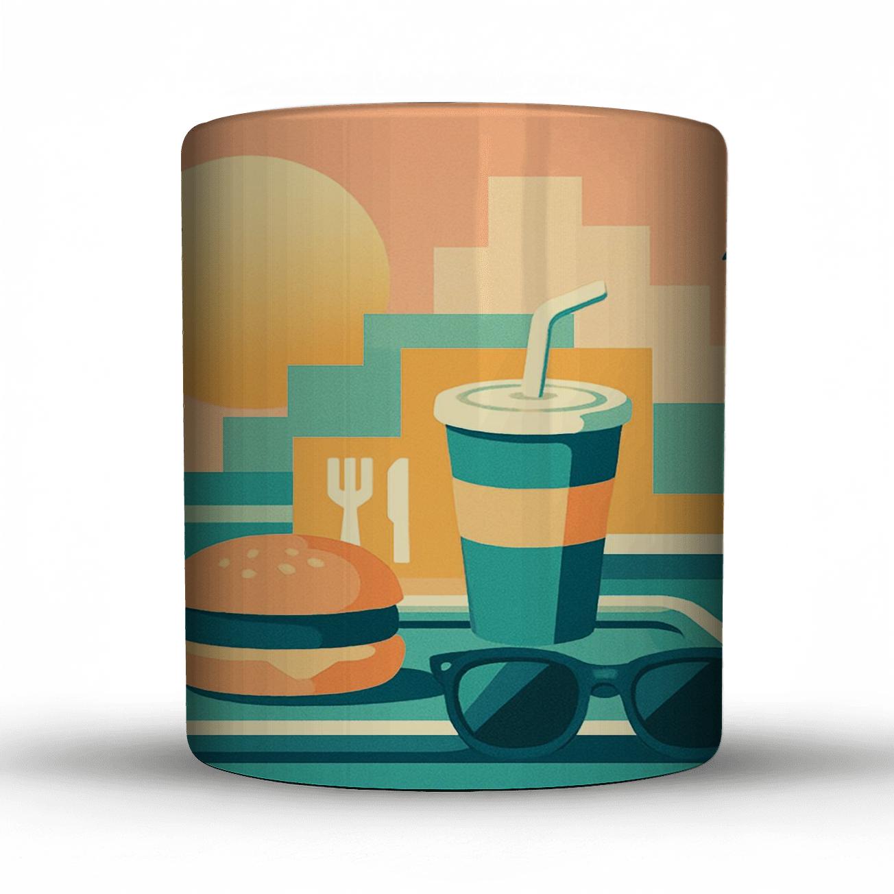 Mall Food Court Sunset Geometry decorative mug sets