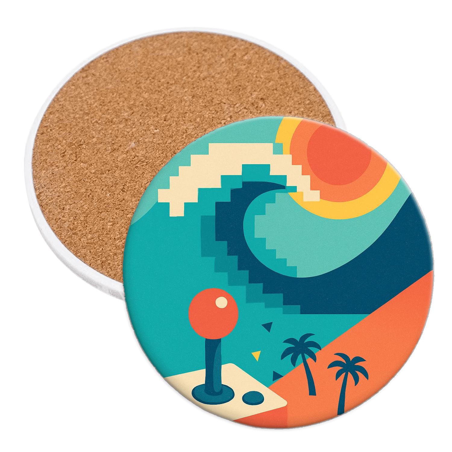 Arcade Surf Poster personalized drink coasters