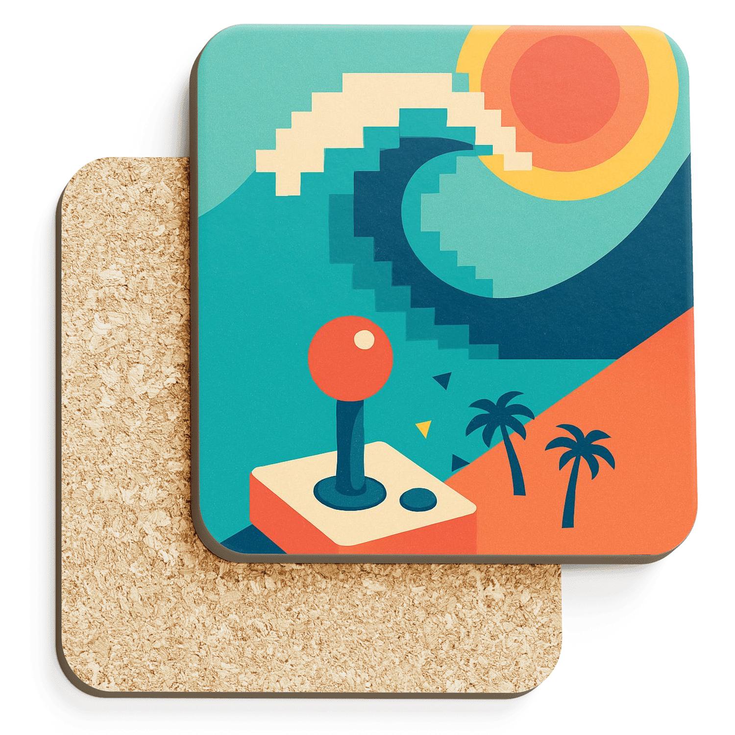 Arcade Surf Poster personalized drink coasters