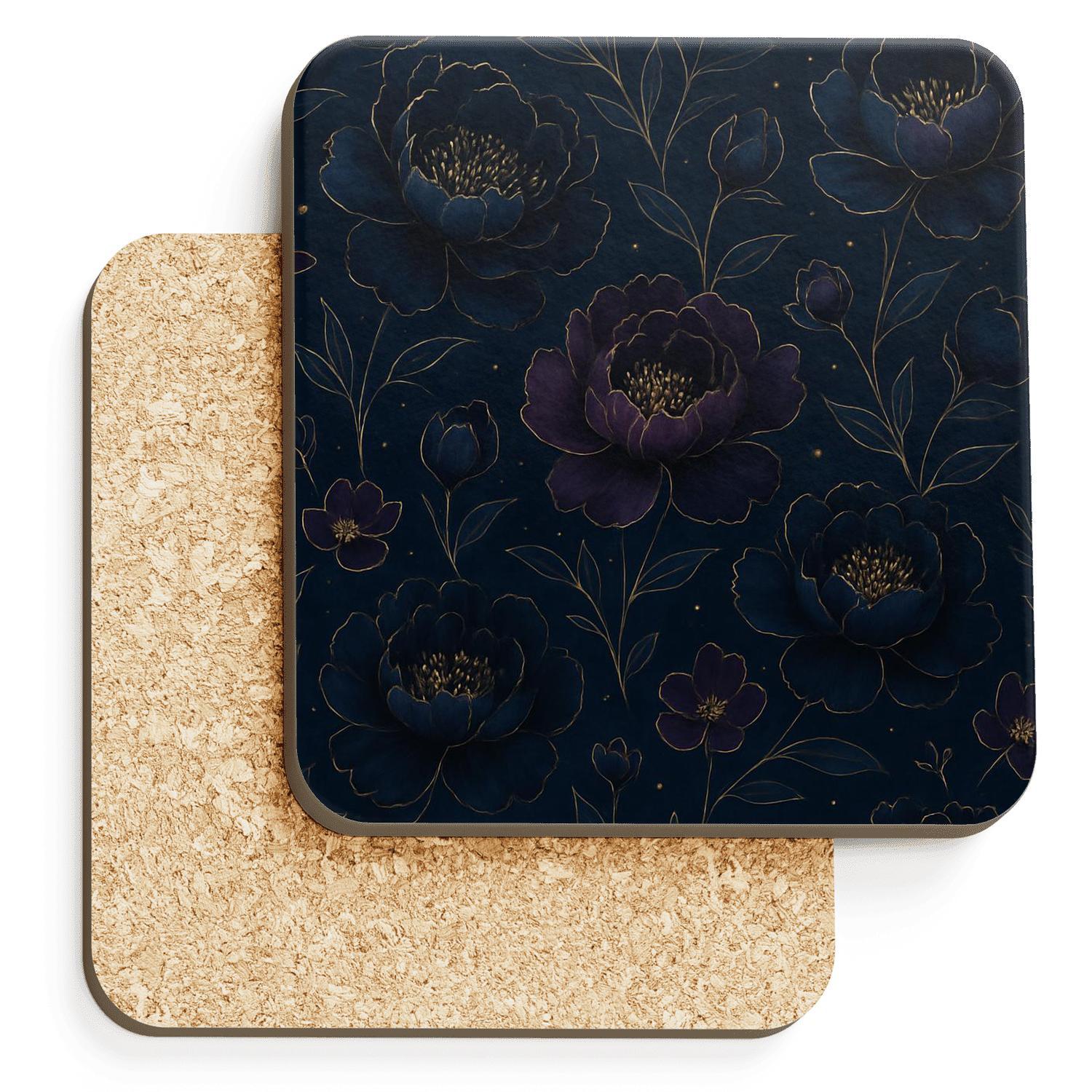 Midnight Peony Constellation custom engraved coasters