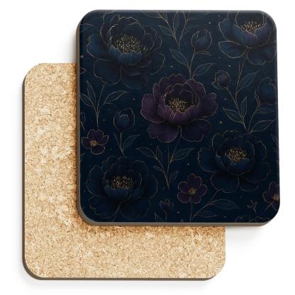 Midnight Peony Constellation custom engraved coasters