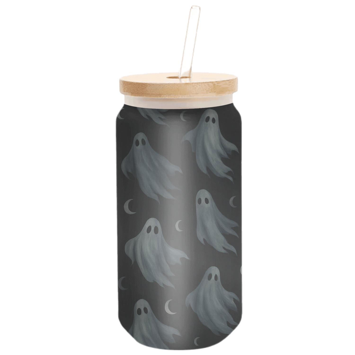 Moonlit Silhouette Ghost Scatter On Black custom engraved glassware