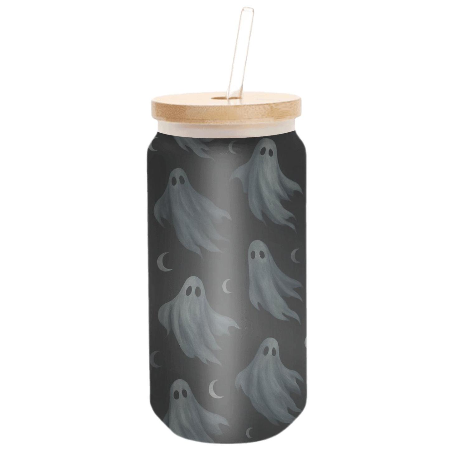 Moonlit Silhouette Ghost Scatter On Black custom engraved glassware