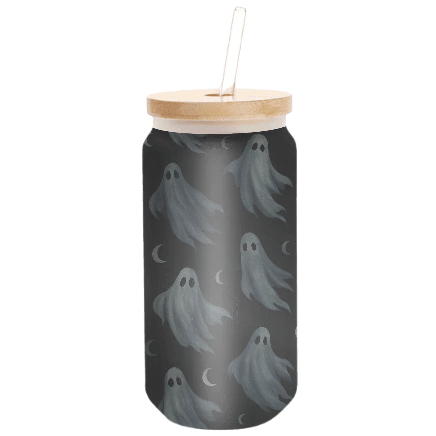 Moonlit Silhouette Ghost Scatter On Black custom engraved glassware