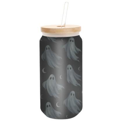 Moonlit Silhouette Ghost Scatter On Black custom engraved glassware