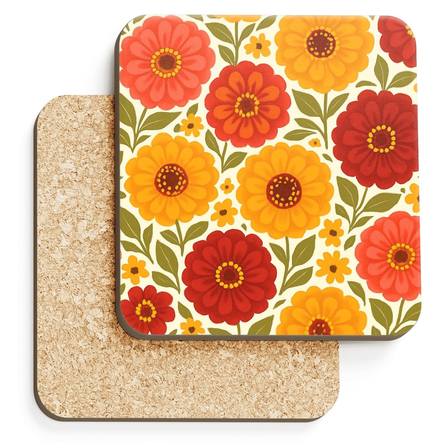 Solar Zinnia Radiance Medallions personalized drink coasters