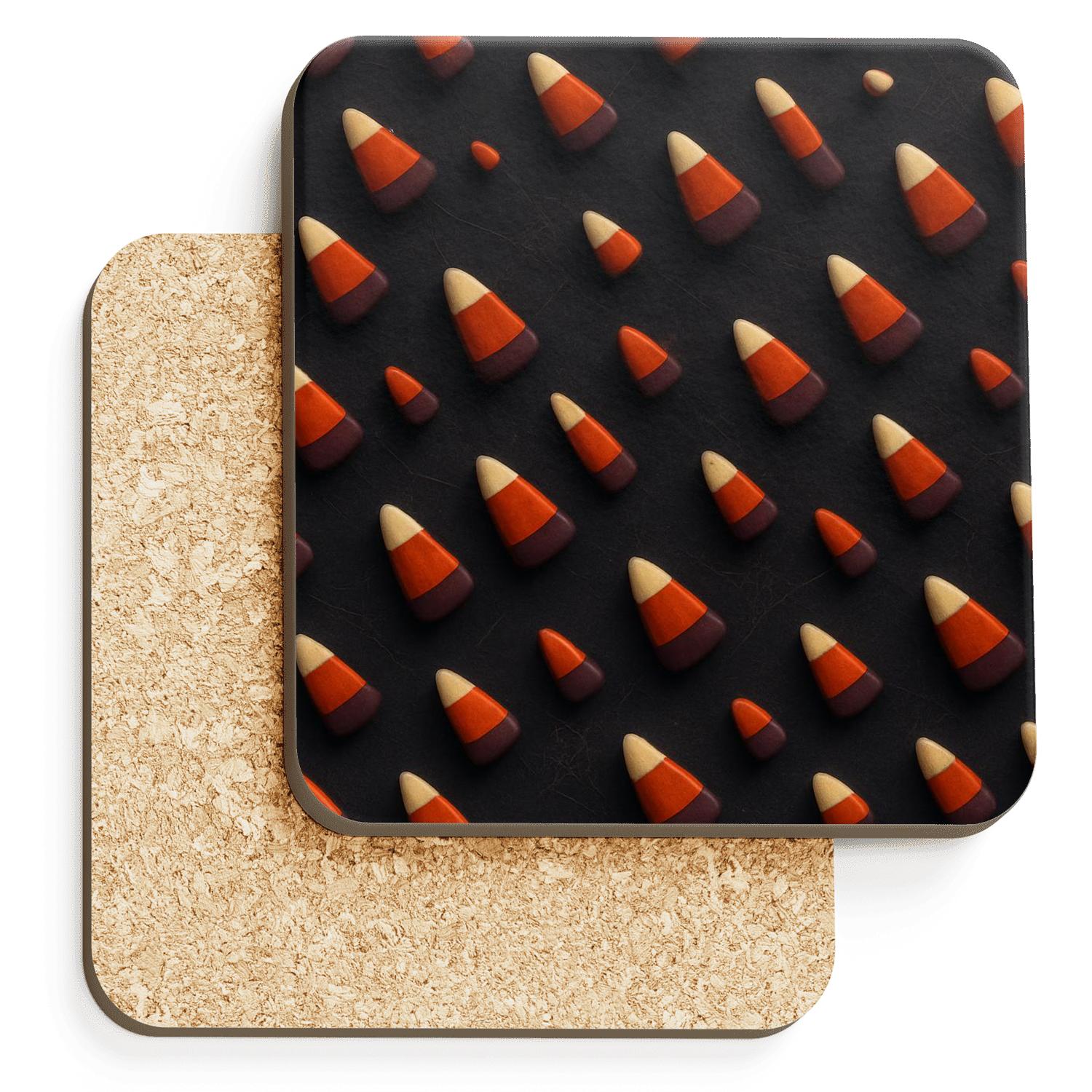 Diagonal Candy Corn Arrays With Layered Shadow Overlay personalized drink coasters