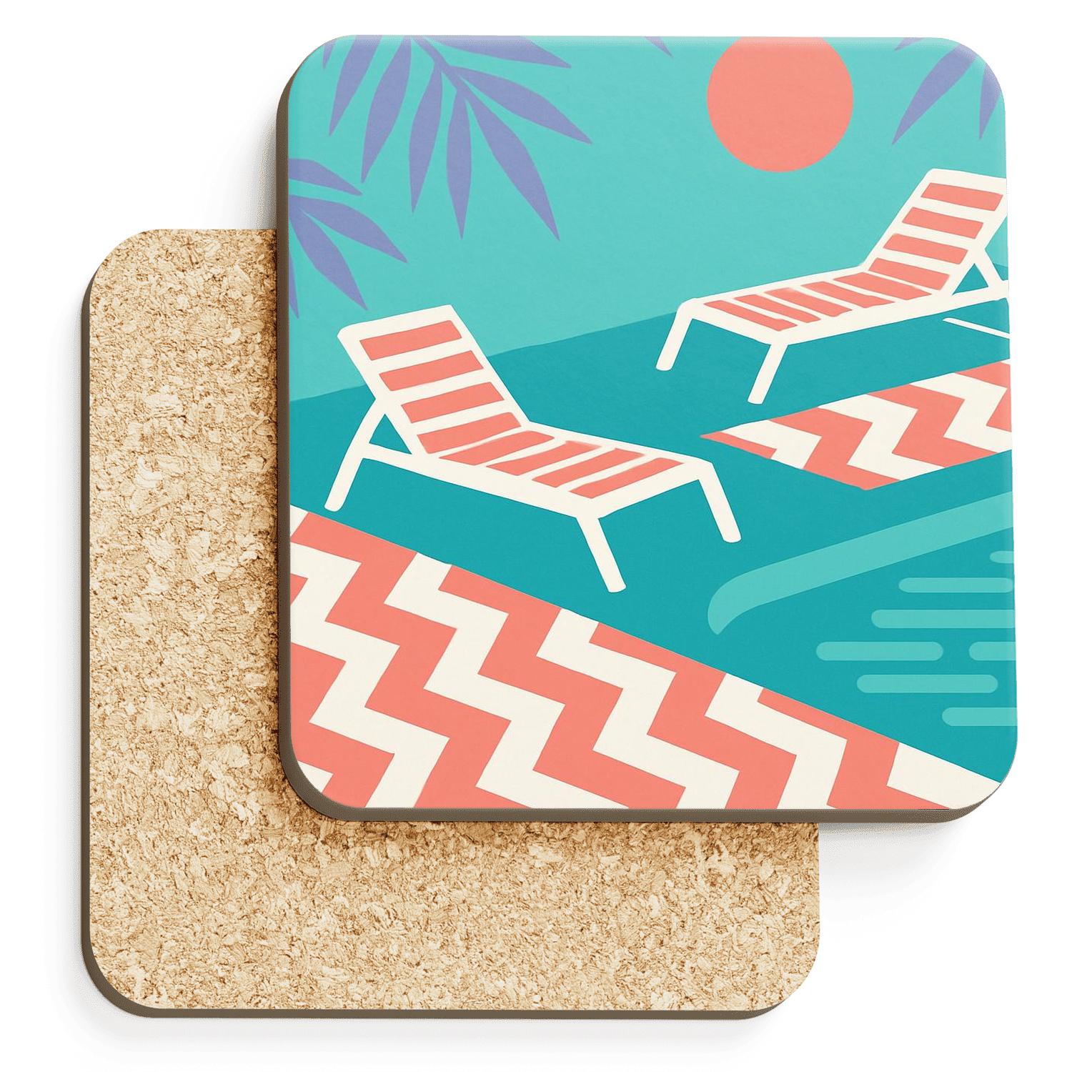 Miami Poolside Geometry Drift coasters for home decor