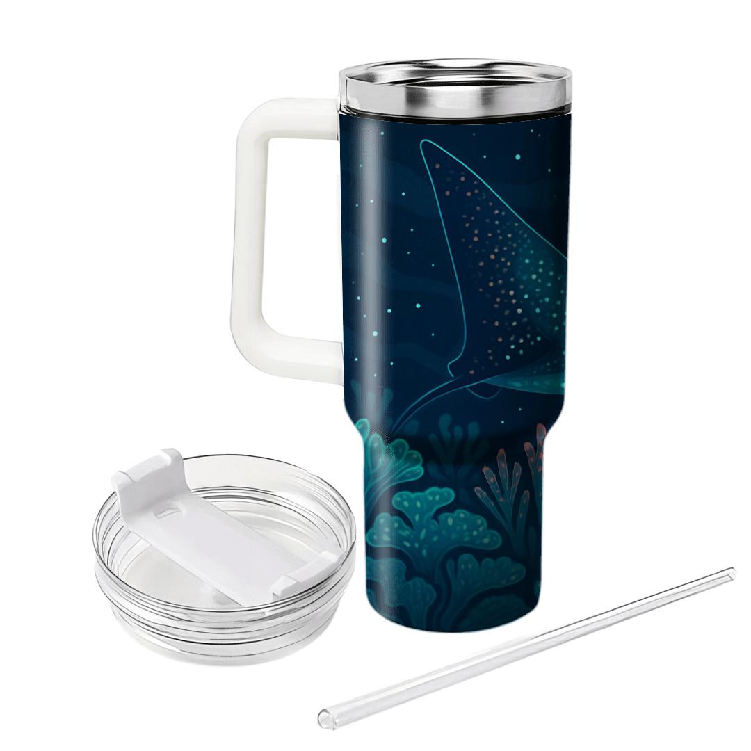 Bioluminescent Manta Garden tumblers with lids