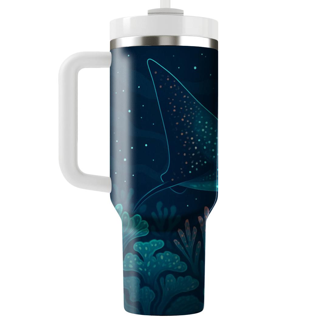 Bioluminescent Manta Garden tumblers with lids