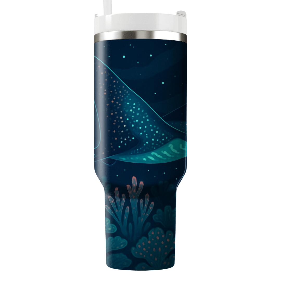 Bioluminescent Manta Garden tumblers with lids