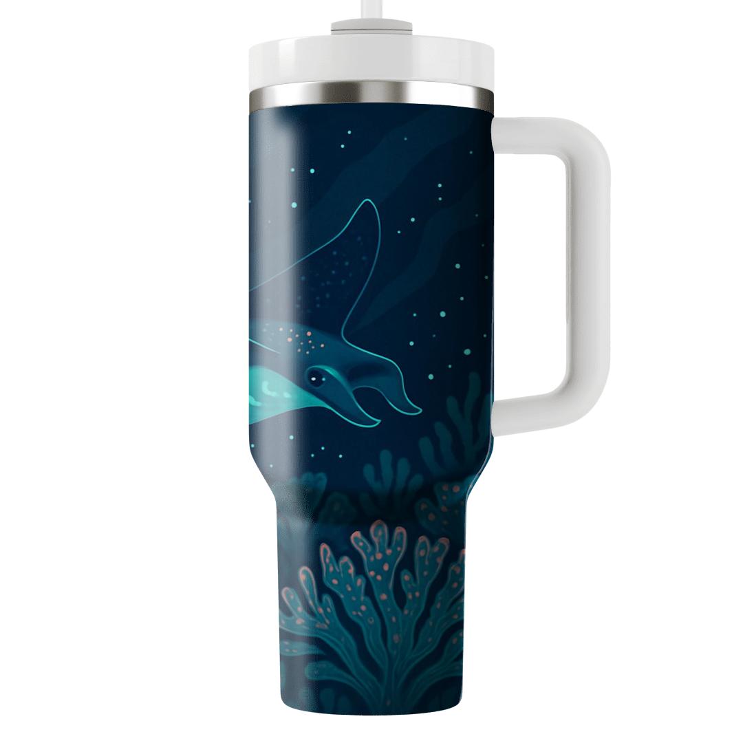 Bioluminescent Manta Garden tumblers with lids